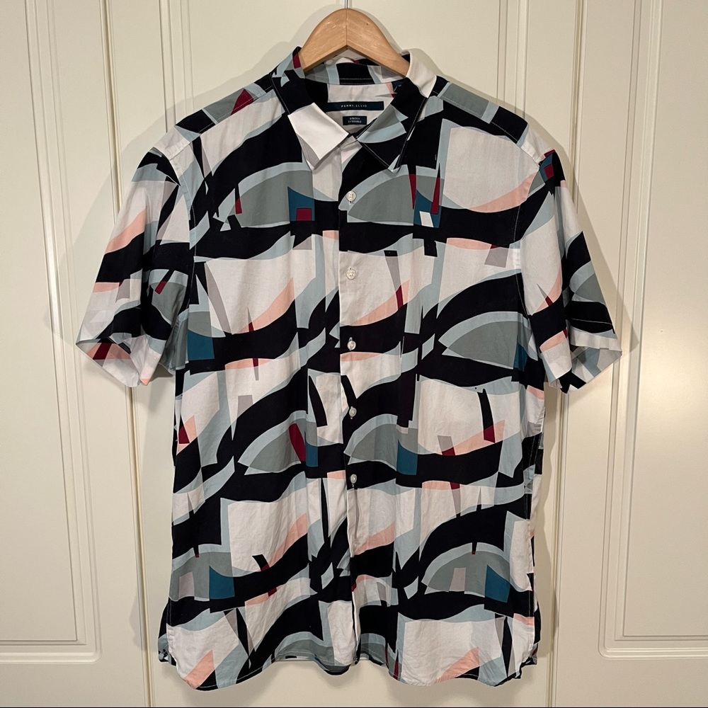 Perry Ellis Men's XL Stretch Cotton Shirt in fun colourful geometric pattern